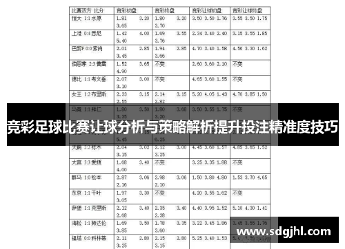 竞彩足球比赛让球分析与策略解析提升投注精准度技巧